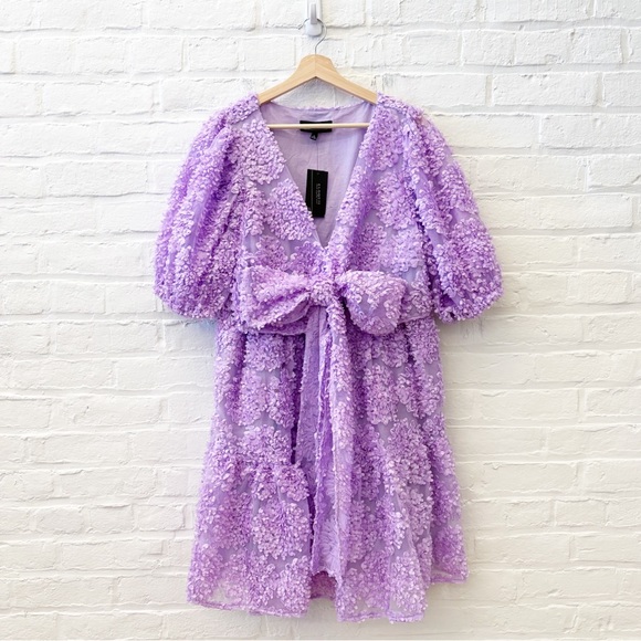 Eloquii Dresses & Skirts - Eloquii || Sheer 3D Flower Mini Dress with Bow in Lavender Purple 16 NWT